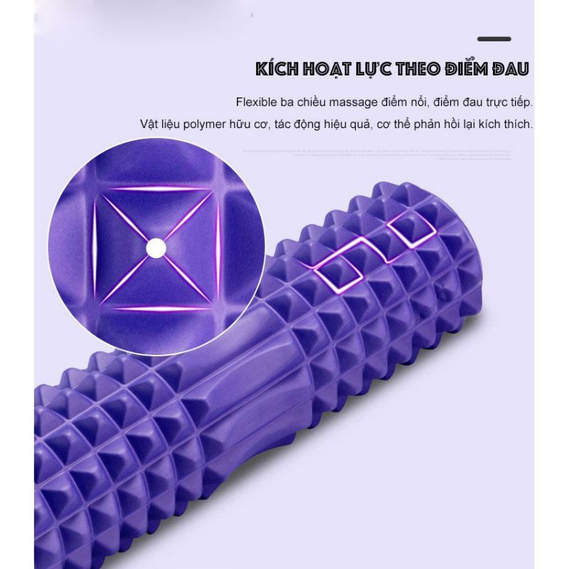 Con Lăn Massage Giãn Cơ Foam Roller Gai Tròn 45*13 cm Giảm Đau Nhức xương khớp.