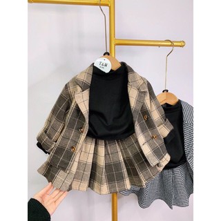 sét chân váy dạ kèm vest cho bé