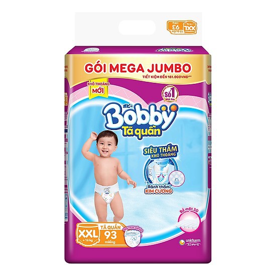 Tã quần Bobby gói Mega Jumbo M120/ L111/ XL102/ XXL93