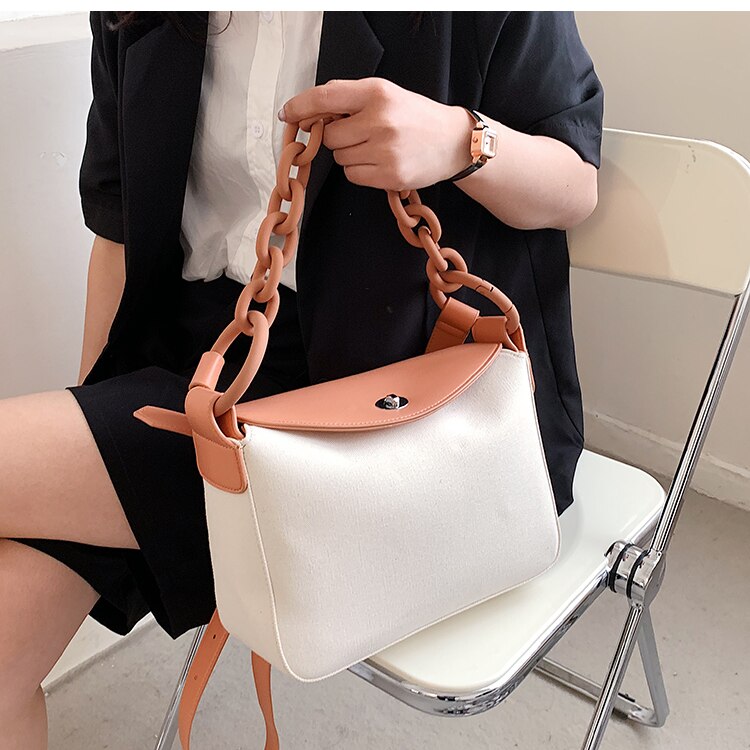 Túi xách JASMIN NOIR da PU phong cách phương Tây trang trí dây chuỗi thời trang