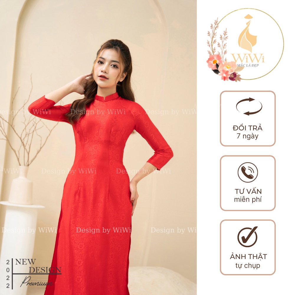 Áo dài gấm truyền thống lụa mềm cao cấp dệt hoa , áo dài may sẵn đủ size mặc dự tiệc lễ tết rất sang và đẹp