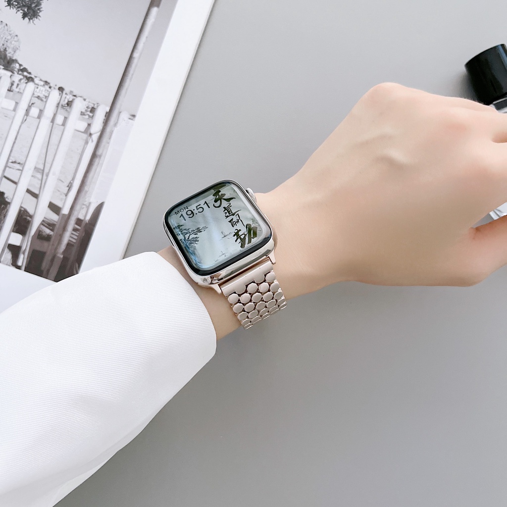 Dây Đeo Kim Loại Thay Thế Cho iwatch7 Series 6 / 5 / 4 / 3 / SE 41mm45mm Apple Watch 40mm44mm Ip iwatch 7 6 5 4 SE