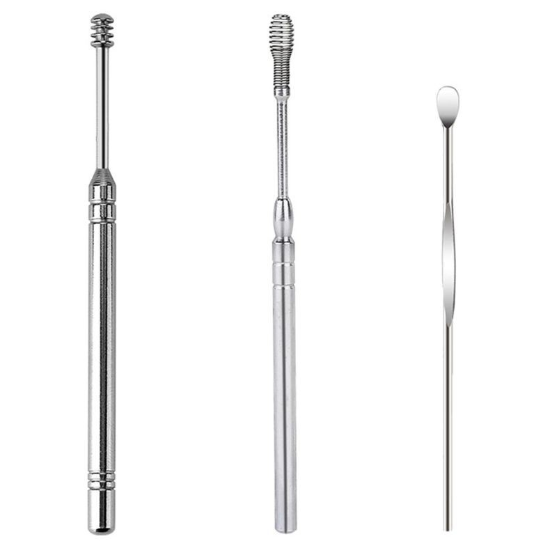 Bộ 5 dụng cụ lấy ráy tai bằng thép không gỉ 1 cọ làm sạch và 1 hộp đựng tiện lợi