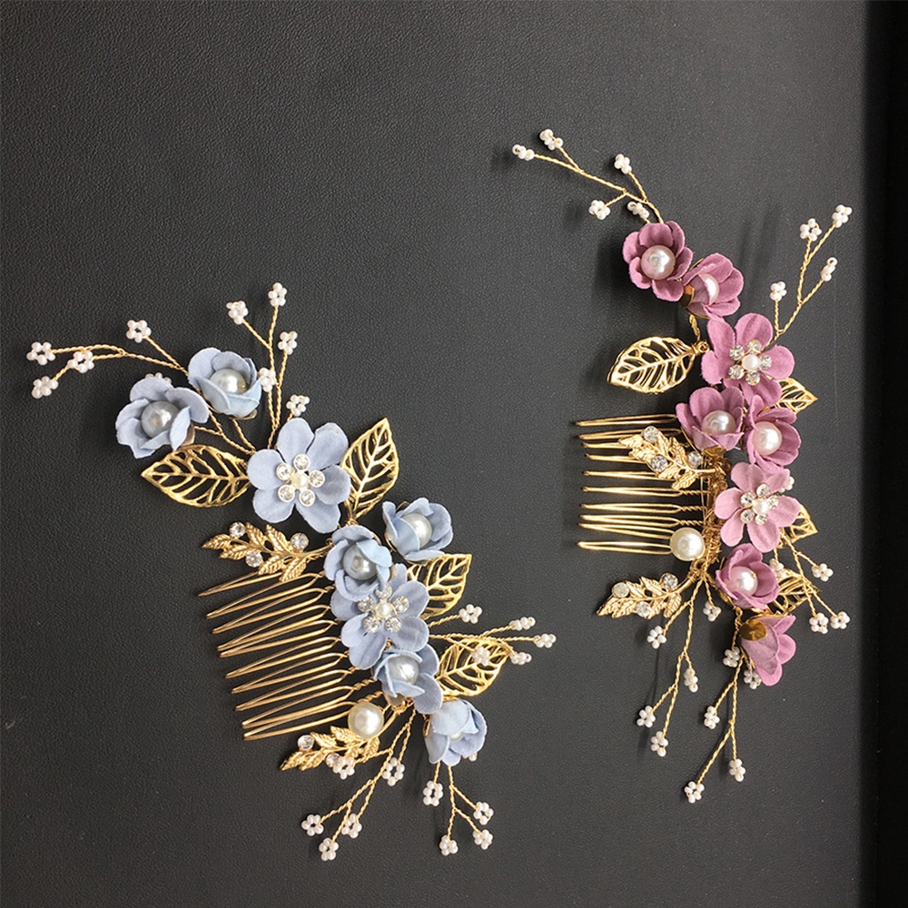 Lược cài tóc cô dâu hình hoa đính đá thời trang