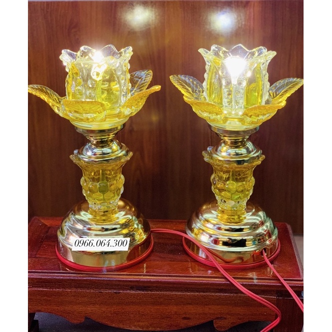 Đèn Thờ Hoa Sen Pha Lê Cắm Điện