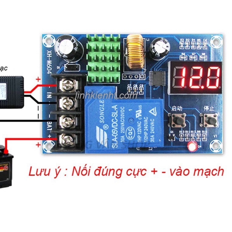 Mạch sạc ắc quy, mạch sạc bình tự động ngắt khi đã nạp đầy bình DC 6-60V