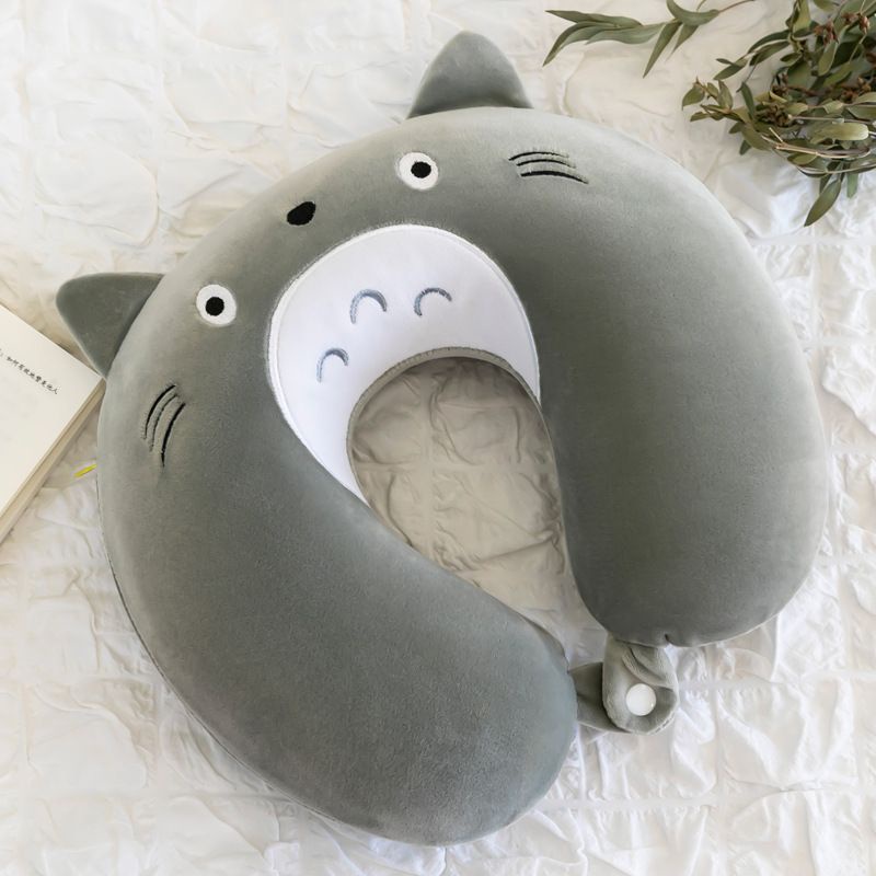 Gối cổ chữ U cao su non Totoro Stitch Quả Bơ xanh đáng yêu