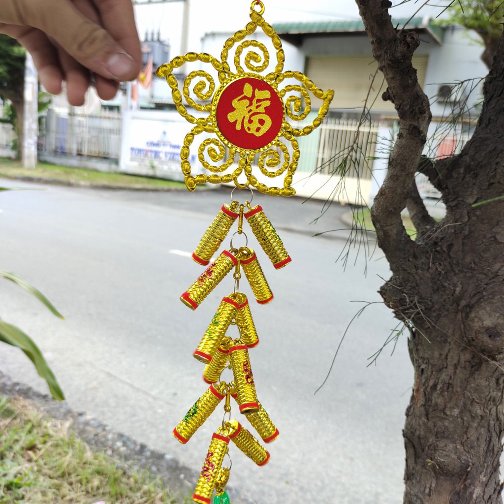 Dây treo trang trí tết bông hoa thỏi vàng A37