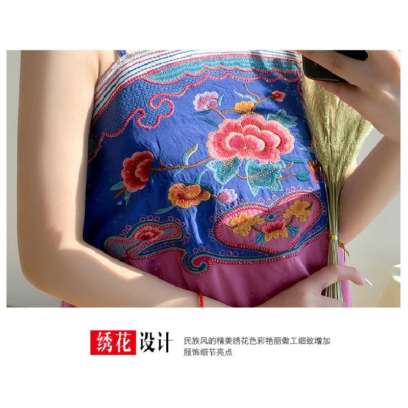 Áo Hai Dây 100% Cotton Thêu Họa Tiết Phong Cách Dân Tộc Thời Trang Cho Nữ