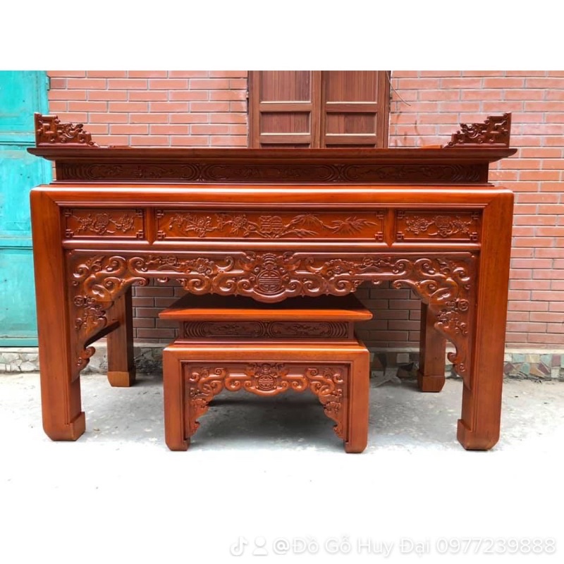 Bàn thờ đứng gỗ mít nam phi chân 10cm