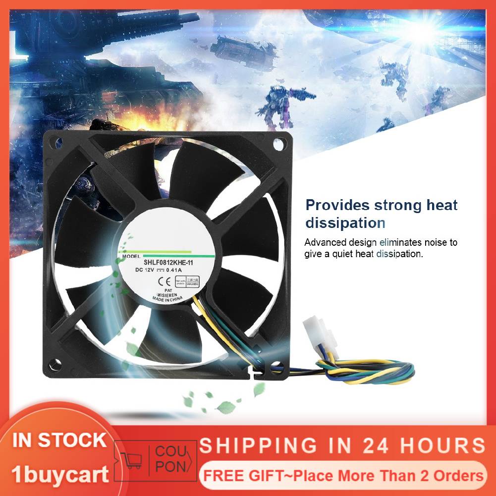 1buycart Qianmei(Extra 20%Off) 0812KHE-11 DC12V 0.41A 8CM 4Pin PWM Temperature Control Chassis Cooling Fan Cooler