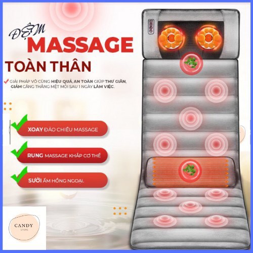 Đệm massage đa điểm rung , tặng kèm gối hơi