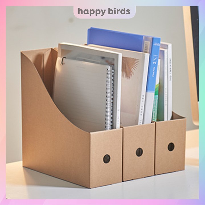 Khay đựng tài liệu hộp đựng sách A4 giấy bồi kraft cứng đựng sách để bàn The Happy Birds