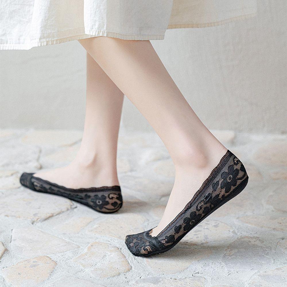 Vớ Thuyền Thoáng Khí Thoải Mái Không Trượt Họa Tiết Hoa Harajuku Cổ Điển Cho Nữ