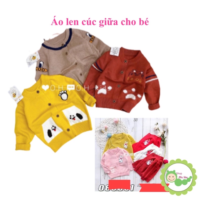 {6-14kg} Áo len cúc giữa cho bé trai, bé gái size nhí - M578