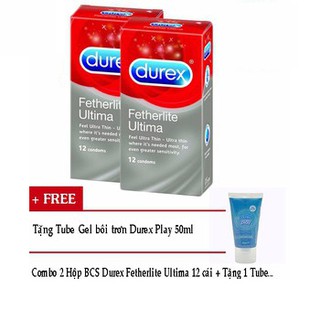 Bộ 2 hộp BCS Durex Fetherlite Ultima tặng 1 Gel Durex 50 ml