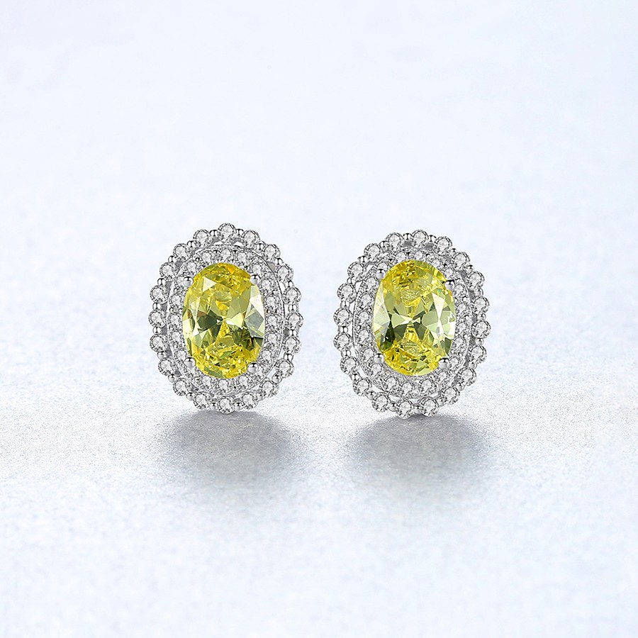 Bông Tai Bạc Nữ Hình Tròn Đính Đá Cao Cấp B2373- Bảo Ngọc Jewelry