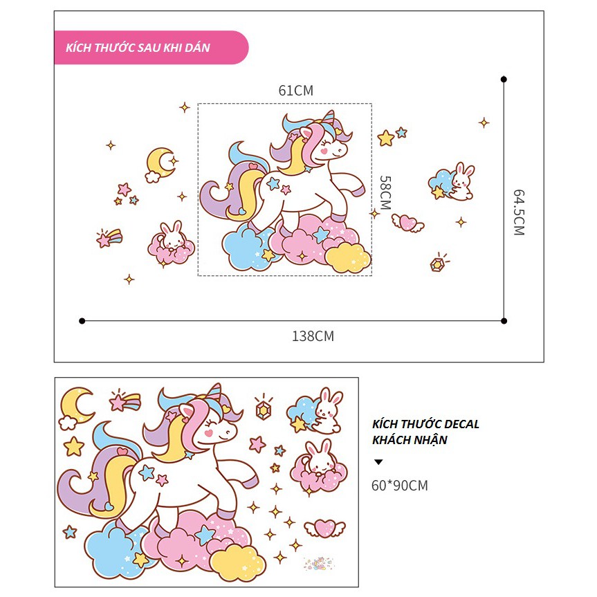 Decan trang trí phòng bé yêu ⚡ FREESHIP ⚡ Kỳ lân màu hồng - mẫu số 3 AmyShop