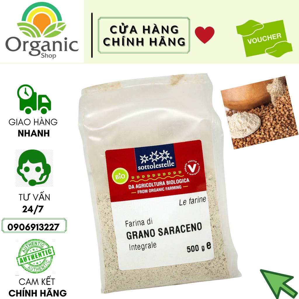 Bột kiều mạch nguyên cám hữu cơ Sottolestelle 500g Organic Buckwheat Flour