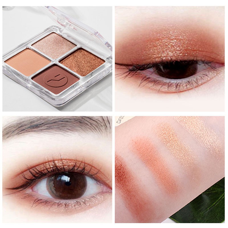 (Hàng Mới Về) Bảng Phấn Mắt 4 Màu Lấp Lánh Chống Thấm Nước Trang Điểm Chuyên Nghiệp