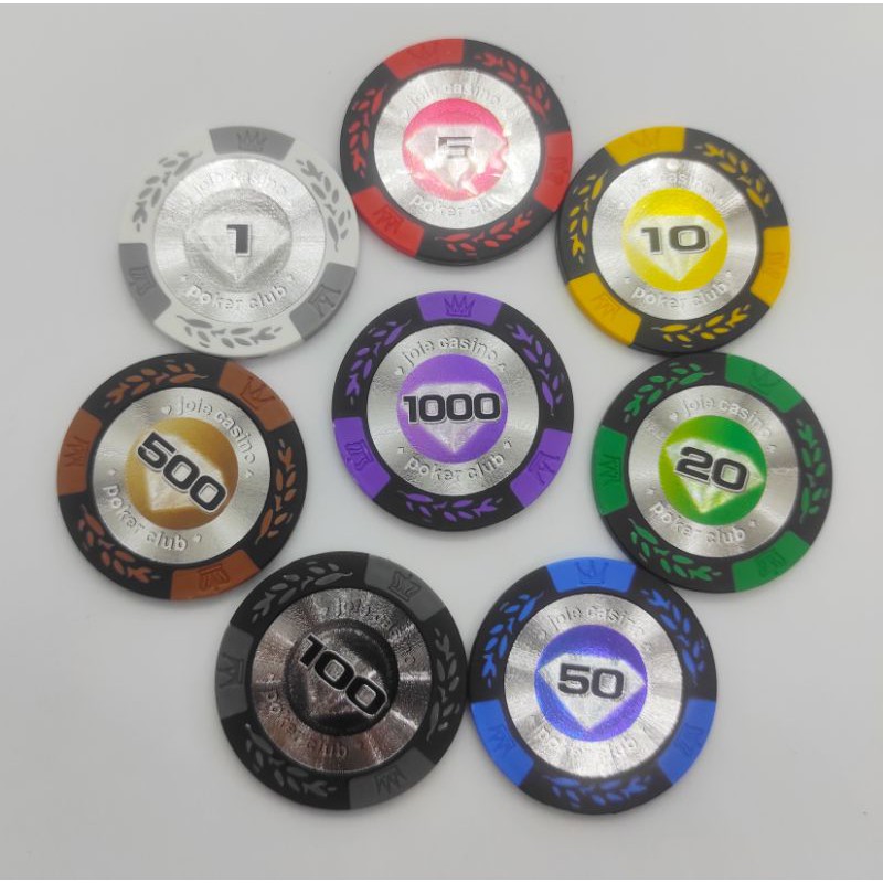 Chip poker có số ( phỉnh poker ) dòng lúa mạch kim cương in ấn  chất nhựa cao cấp PK 6