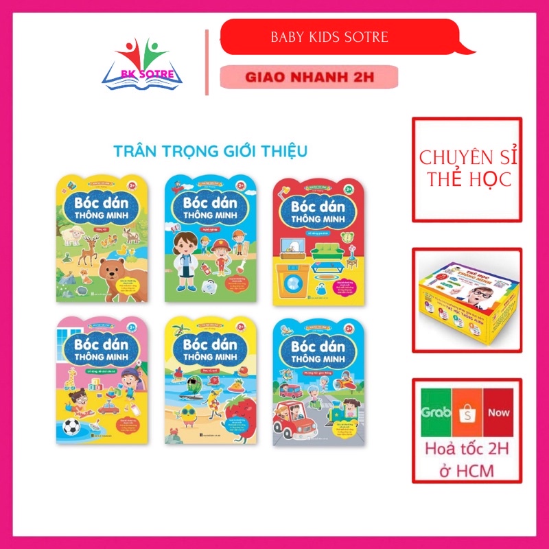 Set 6c bóc dán thông minh cho bé từ 2- 6 tuổi song ngữ anh - việt
