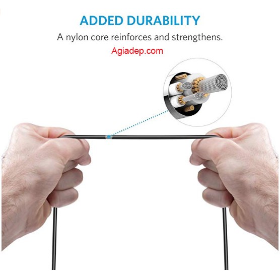 Dâp cáp Anker Cable chuẩn MFI sạc điên thoại iPhone nhanh Siêu bền - Hàng nhà giàu của Agiadep.com