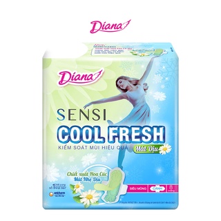 Bộ 6 gói Băng Vệ Sinh Diana Sensi Cool Fresh Mát Dịu Siêu Mỏng Cánh 8 miếng/gói