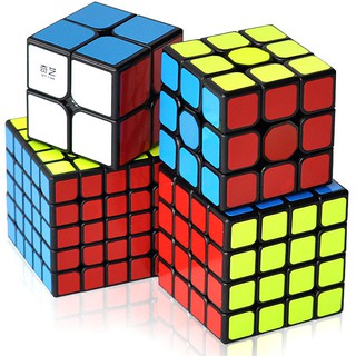 Combo 4 Rubik Moyu Sticker Cao Cấp 2x2, 3x3, 4x4, 5x5 - Rubik Quay Trơn, Mượt - Bẻ Góc Cực Tốt