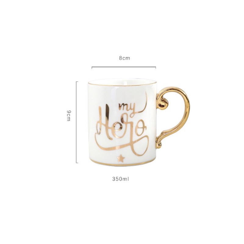 Ly cốc dành cặp đôi Chàng và Nàng Hero Lady mạ vàng tay cầm sang trọng