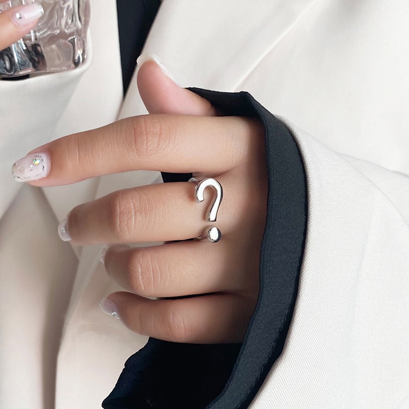 Nhẫn hở hình dấu chấm hỏi bằng kim loại thời trang cá tính cho nữ
