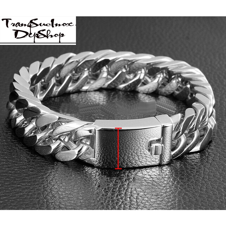 Lắc tay nam kiểu lặc đổi bản to 17mm khóa hộp thời trang bằng inox không đen, không gỉ đem lại đẳg cấp phong độ nam tinh