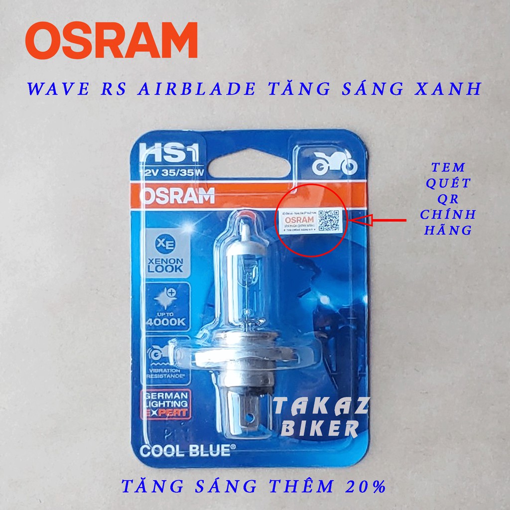 Bóng đèn HAL OSRAM HS1 Air Blade, Wave RS , Exciter , Vison tăng sáng +20% màu sáng xanh dương hiện đại 64185CB 35W 12V