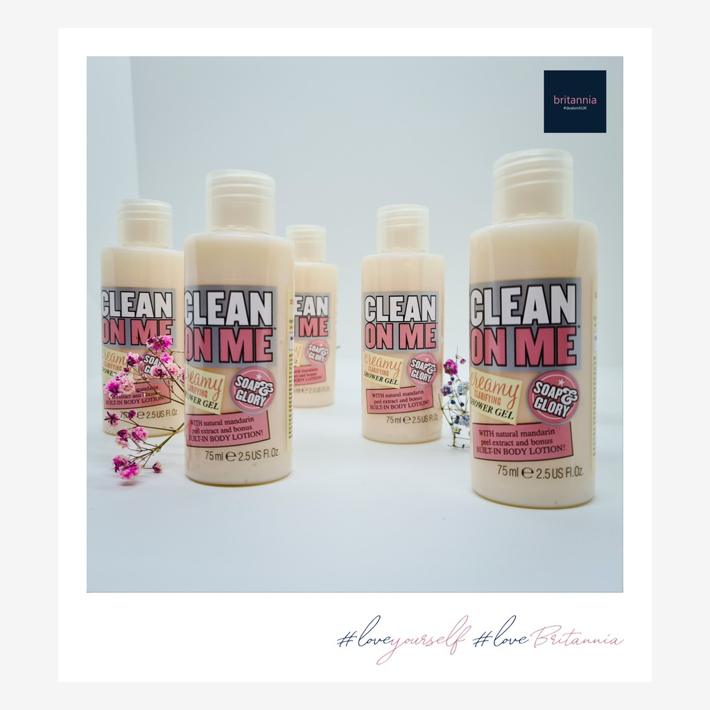 BẢN MỚI NẮP BẬT - (Bill UK) Britannia - Sữa tắm Soap & Glory Clean on Me Creamy Shower Gel 75ml - 500ml