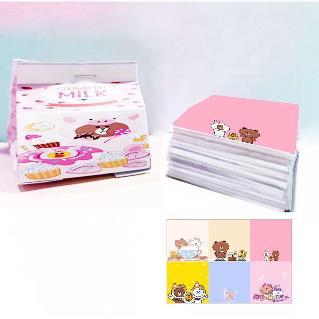 Note hộp sữa gấu dâu lotso ngựa thần 96 trang NHS1 molang pusheen ba anh em gấu brown tonton khủng long dễ thương
