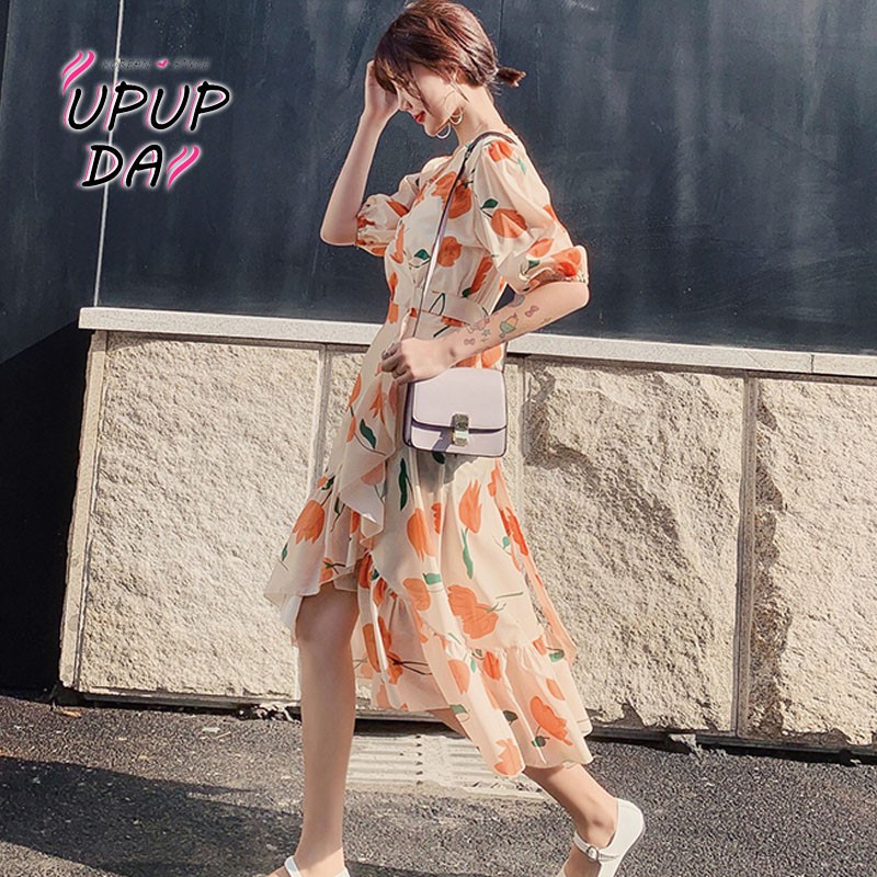 Đầm Chiffon Họa Tiết Hoa Cúc Nhỏ Size S-Xl