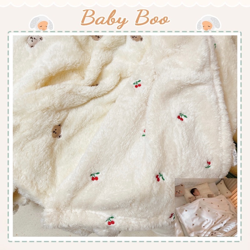 Chăn lông tuyết xuất Hàn mềm ấm 80x110cm [ babyboo]
