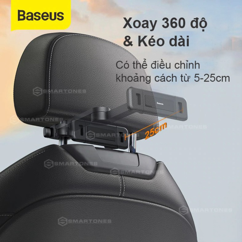 Giá kẹp điện thoại và máy tính bảng Baseus cho ghế sau xe hơi, hỗ trợ máy từ 4.7 đến 12.3 inch