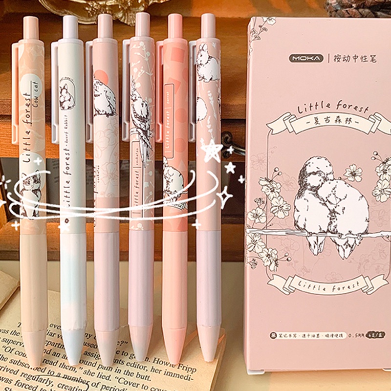 Set 6 Bút Bi Mực Đen Ngòi 0.5mm