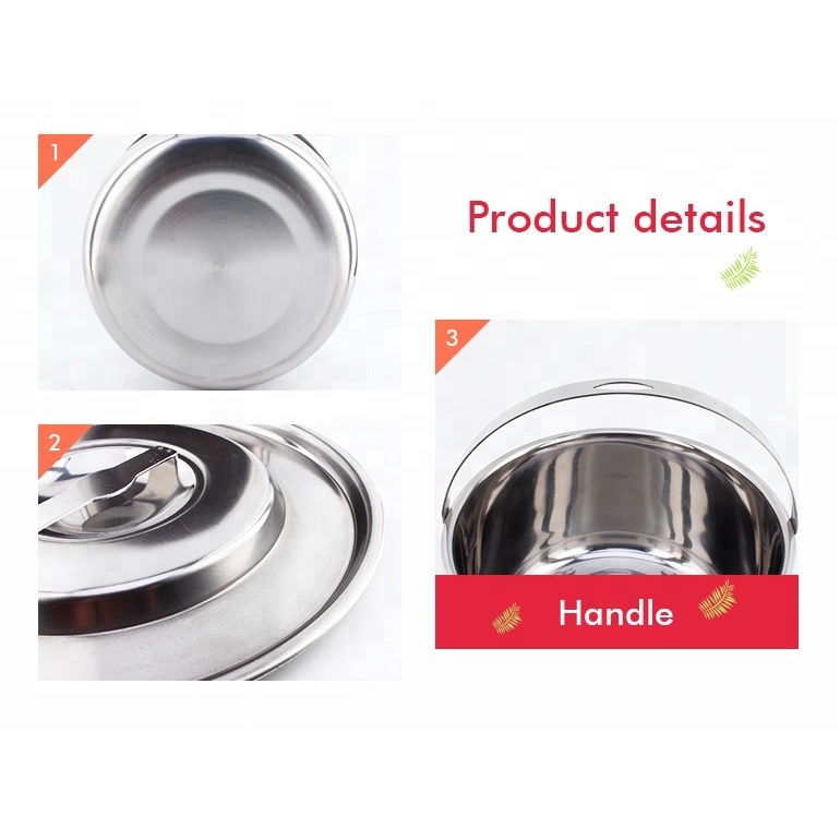 Bộ 5 thố Inox có nắp không quai đậy đủ kích thước cao cấp