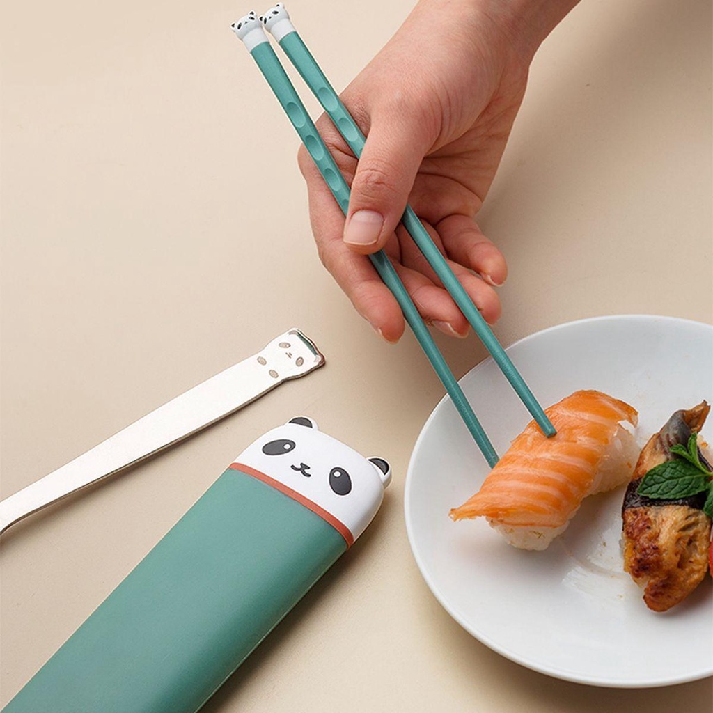 YIYU Bộ Muỗng Đũa Bằng Silicone Chống Trượt