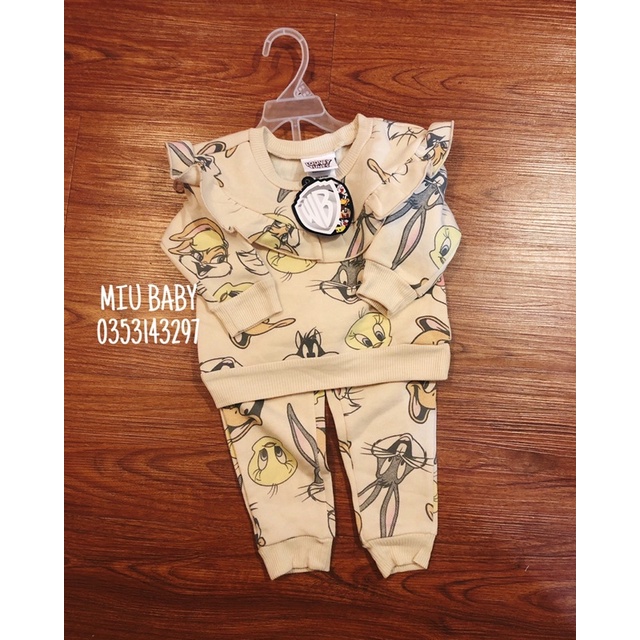 Set bộ nỉ nguyên móc bé trai bé gái 3 màu du xịn