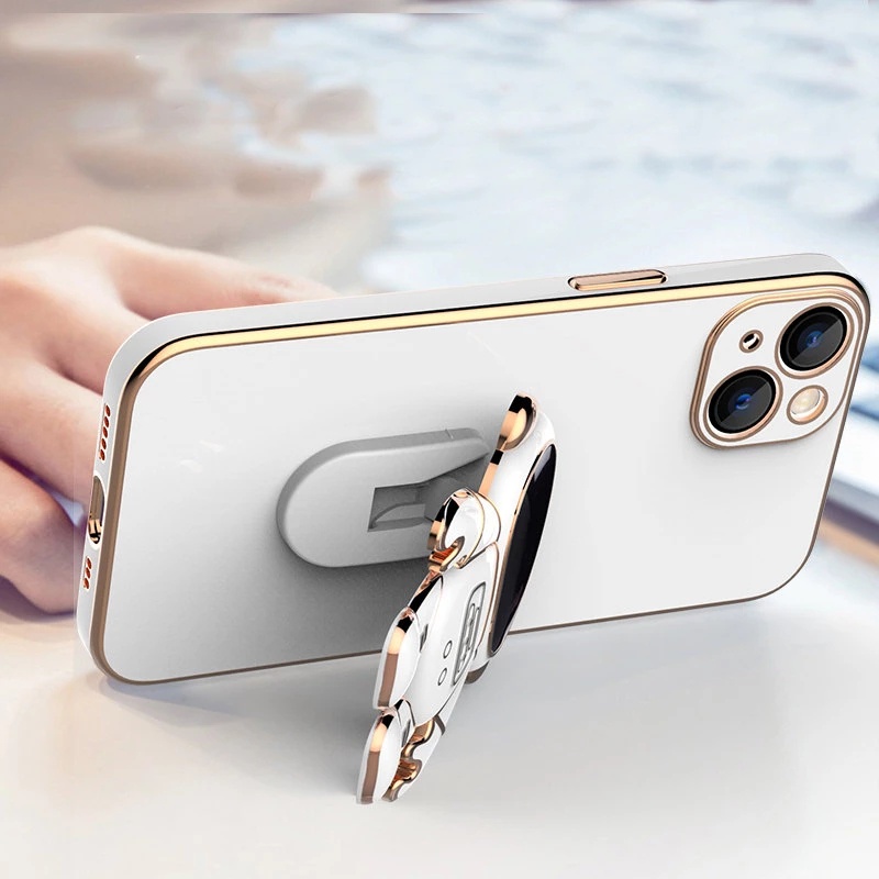 Ốp Điện Thoại TPU Mềm Mạ Điện Hình Phi Hành Gia Có Giá Đỡ Cho iPhone 7 8plus X XR XS Max 11 12 13 Pro Max