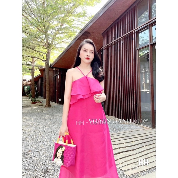 Váy Maxi Tơ Bèo Cổ Yếm 2 Màu Sexy Có Ảnh Thật Kèm Video