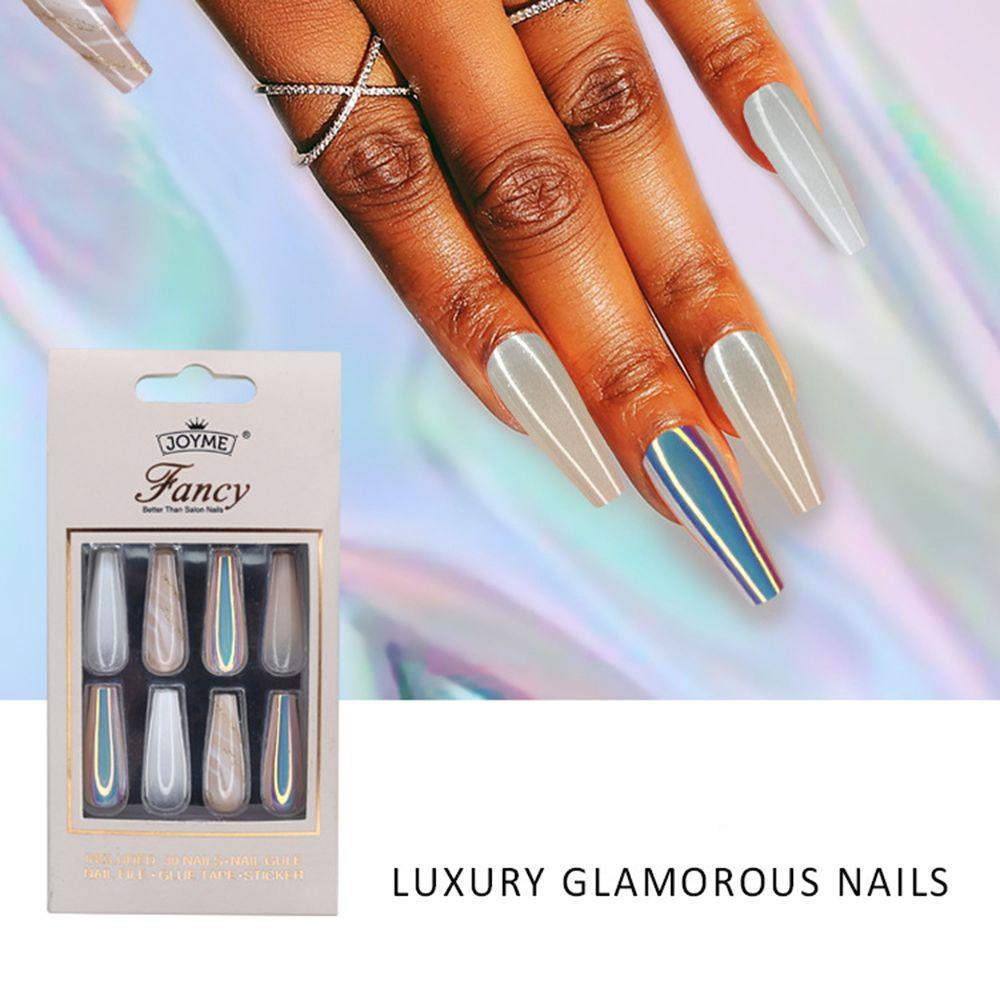 Bộ 30 Móng Tay Giả Họa Tiết Da Báo Nhiều Màu Sắc Siêu Dài