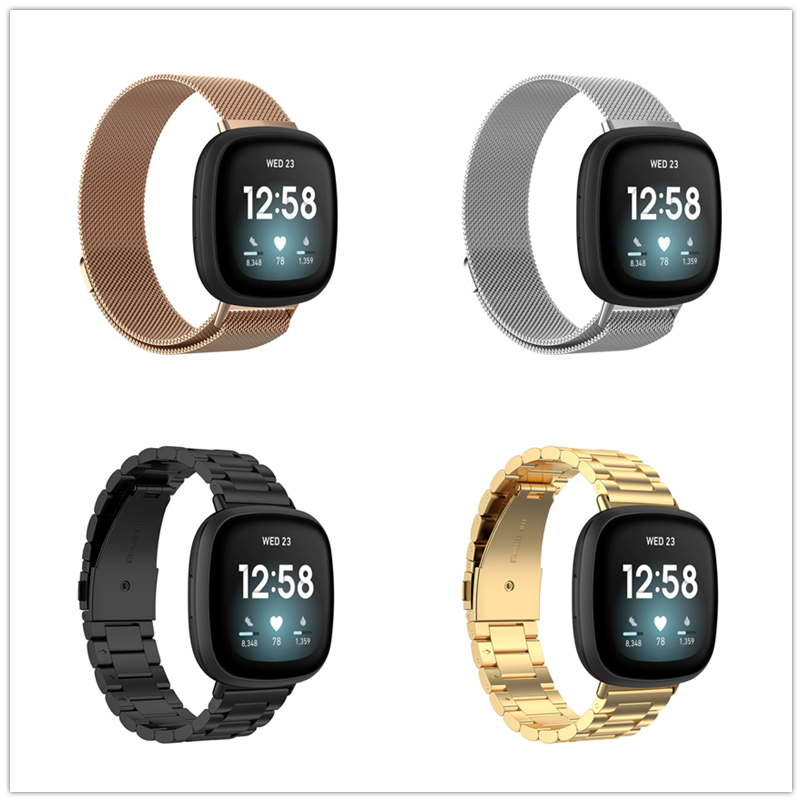 Fitbit Versa3 fitbit sense Dây Đeo Thay Thế Bằng Thép Không Gỉ Cho Fitbit Versa 3 4 / sense sense2