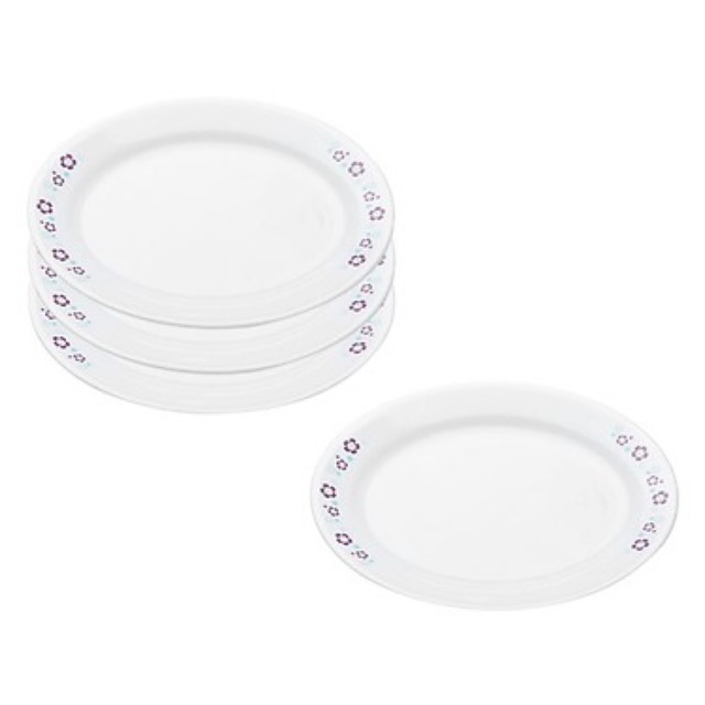 Bộ 4 Đĩa Thủy Tinh Oval Florets Corelle 6950-FRT-LP (25cm / Đĩa)