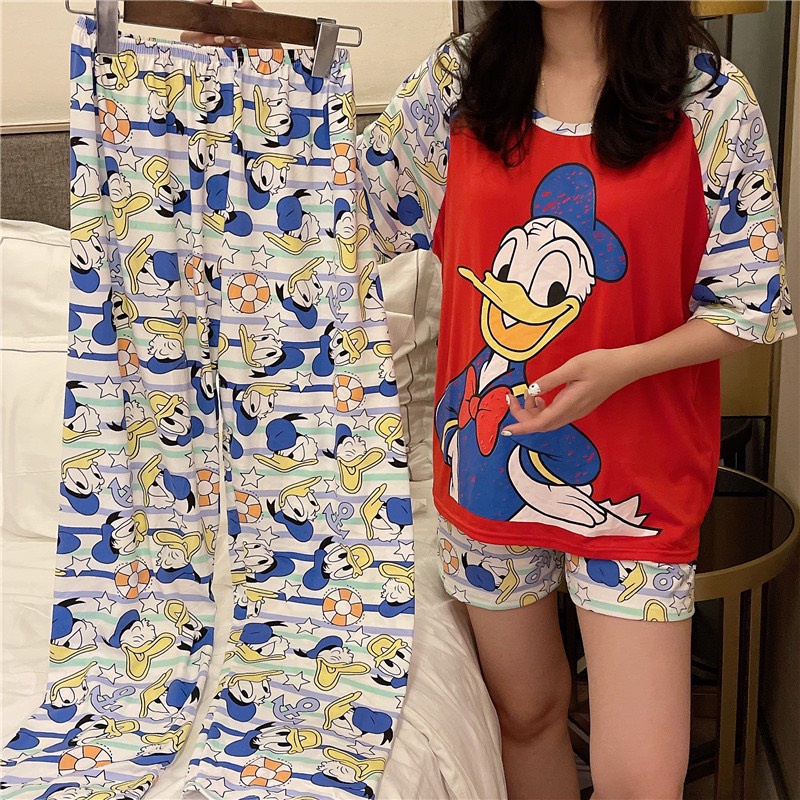 Đồ bộ thun sữa , đồ mặc ở nhà Quảng Châu, pijama họa tiết hoạt hình dễ thương ( Set 1 áo 2 quần ) | BigBuy360 - bigbuy360.vn