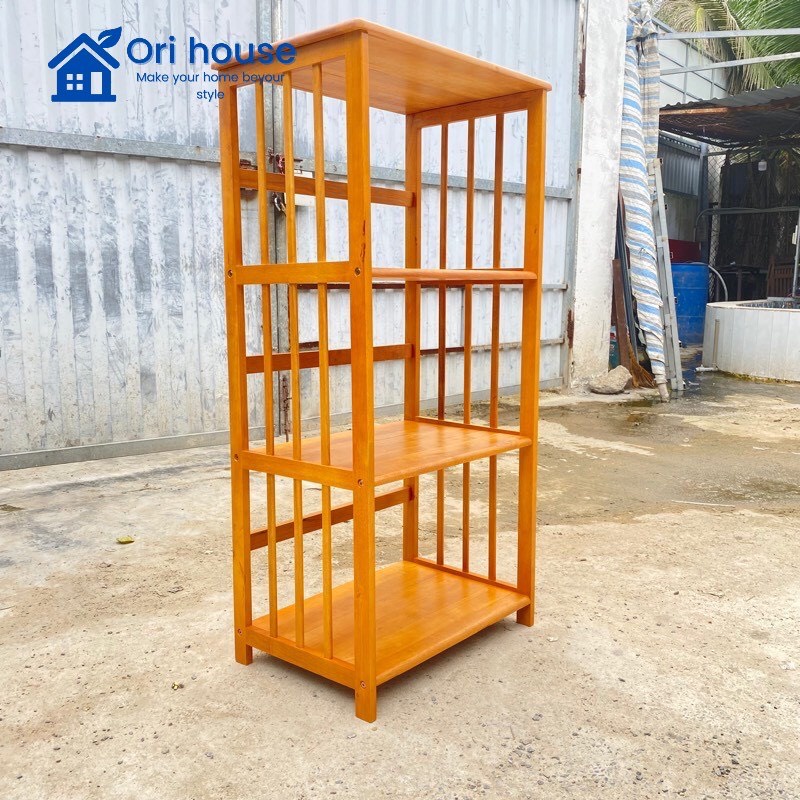 kệ vi sóng 4 tầng gỗ cao su