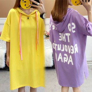 🌸Đầm suông có nón form rộng in chữ phía sau🌸